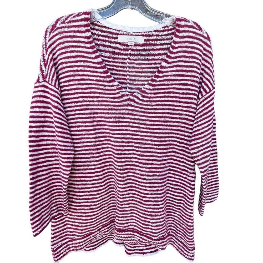 Loft size M striped oversized cotton nylon sweater